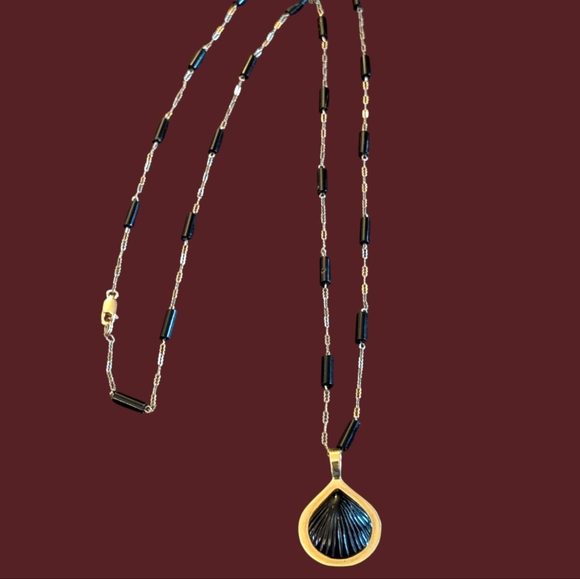 Bernard K. Passman #4 18K Black Coral Seashell Pendant 14K Chain Replaced Clasp - Picture 6 of 13